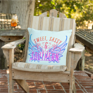 Sweet Sassy And Southern Wings Outdoor Pillow