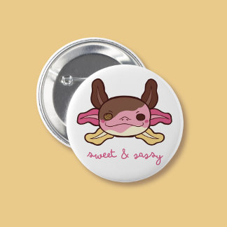 Sweet & Sassy Axolotl Neapolitan Ice Cream 2 Inch Round Button