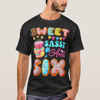 Sweet Sassy Six 6 Years Old Doughnut Lover 6Th Bi T-Shirt