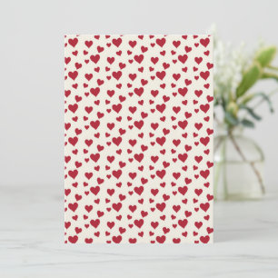 Sweet Scatter Hearts - Cream & Red Holiday Card