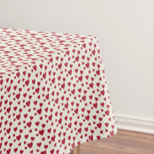 Sweet Scatter Hearts -Cream & Red Tablecloth