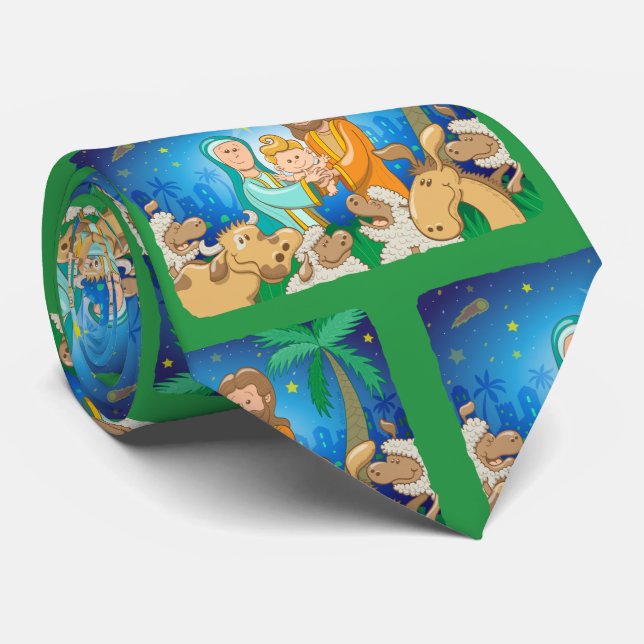 Sweet scene of the nativity of baby Jesus Tie (Rolled)