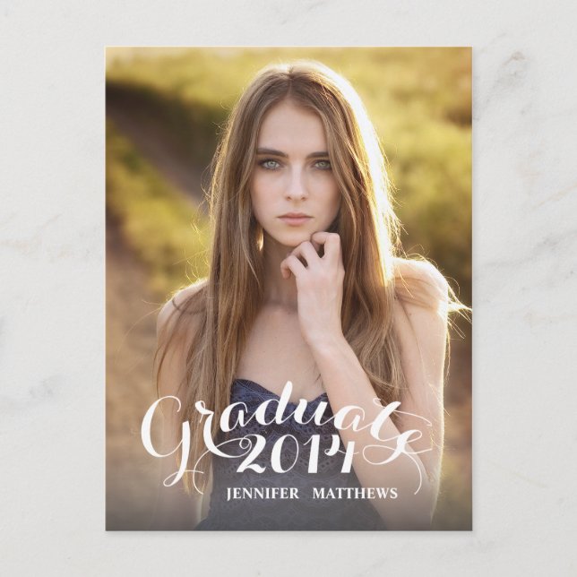Sweet Script | Graduation Party Invitation Postcard (Front)