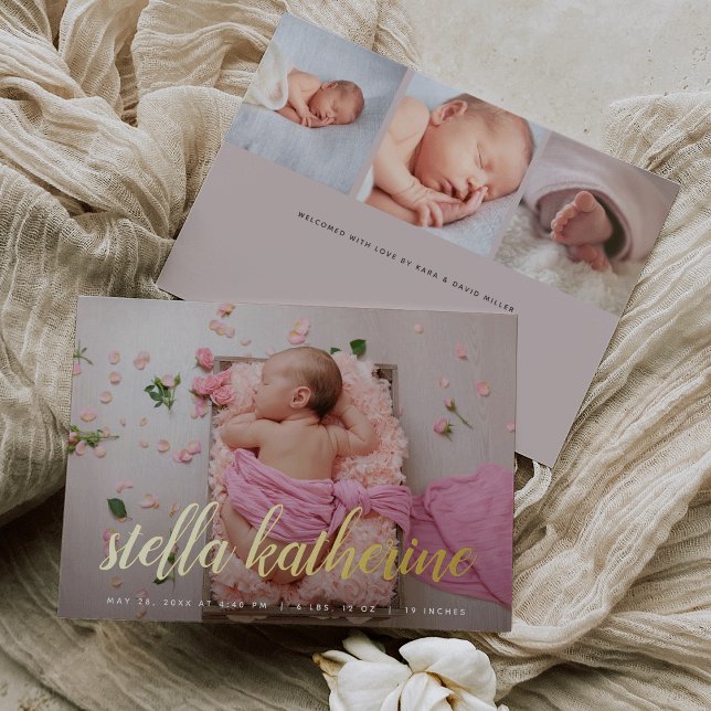 Sweet Script Photo Collage Faire-part de naissance (Créateur téléchargé)