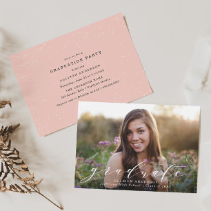 Sweet Script Photo Graduation Party Invitation