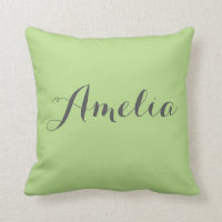 Sweet Script Pillow - Lime Green Grey Monogram