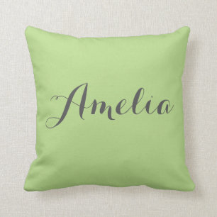 Sweet Script Pillow - Lime Green Grey Monogram