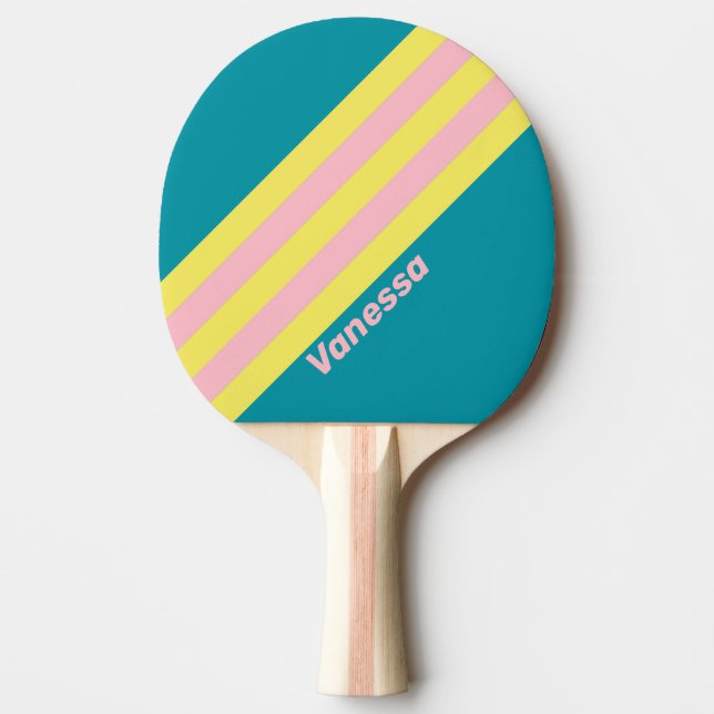 Sweet Sea Kiss Striped with Name Ping Pong Paddle (Front)