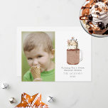 Sweet Season Chocolate Snowman Milkshake Holiday Card<br><div class="desc">Illustration of chocolate mason jar milkshake topped with sprinkles,  chocolate chips,  hot fudge,  caramel,  snowflake Christmas cookie,  and marshmallow snowman.  Text says,  "wishing you a sweet holiday season"  Personalize the name,  year,  and photo.</div>