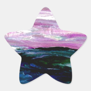 Sweet Season Ocean Seascape Sunrise Waves Star Sticker