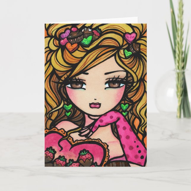 "Sweet Selena" Fantasy Valentine Fairy Holiday Card (Front)