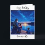 Sweet Sentimental Birthday for Grandpa Card<br><div class="desc">A sentimental birthday card for Grandfather. A sentimental moment capture between grandfather and grandchildren fishing at sunset off a pier on a lake.</div>