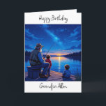 Sweet Sentimental Birthday for Grandpa Card<br><div class="desc">A sentimental birthday card for Grandfather. A sentimental moment capture between grandfather and grandchildren fishing at sunset off a pier on a lake.</div>