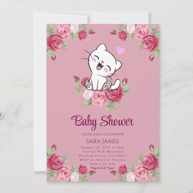 Sweet Serenity Kitten Baby Shower Invitation (Front)