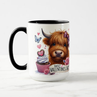 Sweet Shaggy Highland Cow Valentine Mug