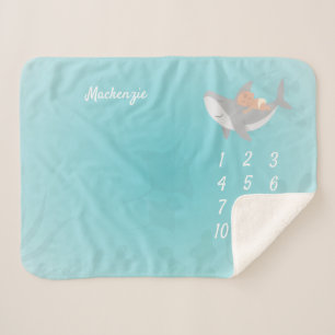 Sweet Shark and Baby Sherpa Blanket
