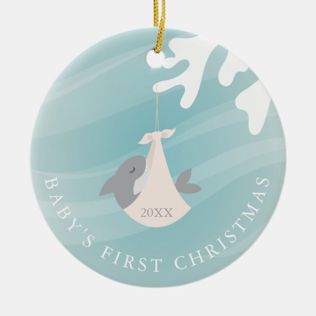 Sweet Shark Baby Ceramic Ornament (Front)