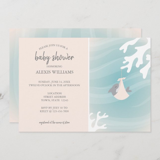 Sweet Shark Baby Invitation (Front/Back)