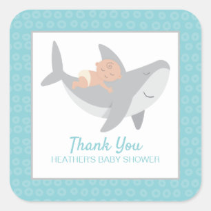 Sweet Shark Baby Shower Square Sticker