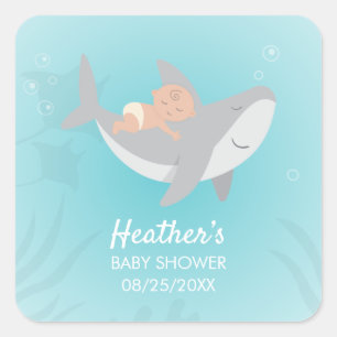 Sweet Shark Baby Shower Sticker