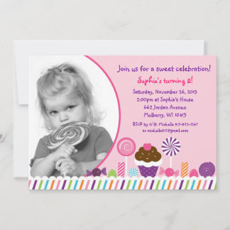 Sweet Shop Candy Girls Photo Invitation d'annivers