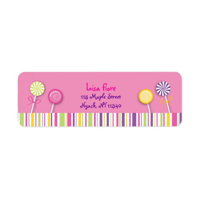 Sweet Shop Lollipop Address Labels (Front)