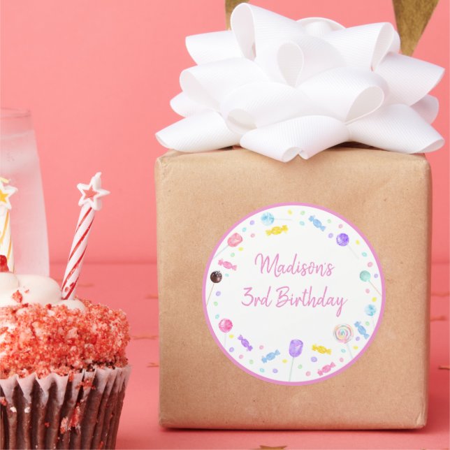 Sweet Shop Lollipop Candy Birthday Classic Round Sticker (Party)