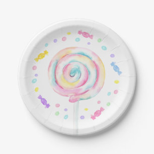 Sweet Shop Lollipop Candy Birthday Paper Plate