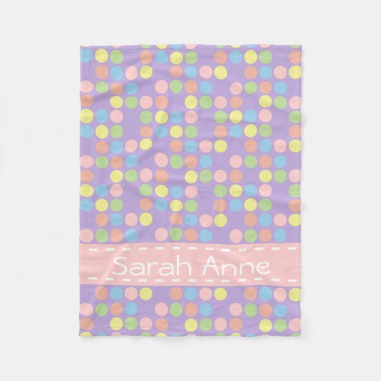 Sweet Shop Polka Dots on Lavender Personalized Fleece Blanket