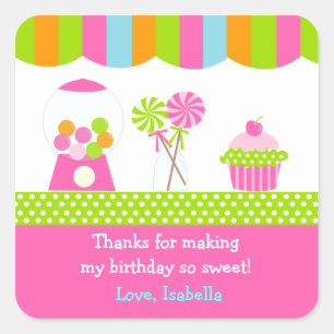 Sweet Shoppe Candy Birthday Pary Favour Stickers