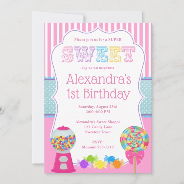 Sweet Shoppe Invitation d'anniversaire (Devant)