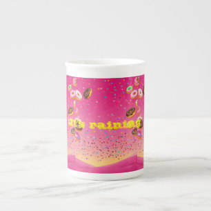  "Sweet Shower: Pink Doughnut Downpour Specialty M Bone China Mug