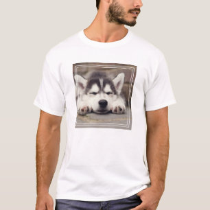 Sweet Siberian Husky Puppy Sleeping T-Shirt