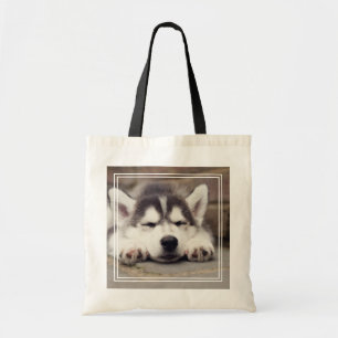 Sweet Siberian Husky Puppy Sleeping Tote Bag