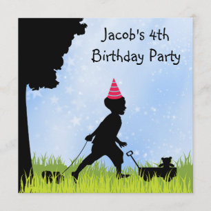 Sweet Silhouette Boys 4th Birthday Party Invitation