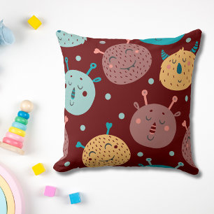 Sweet & Silly Alien Monsters Throw Pillow