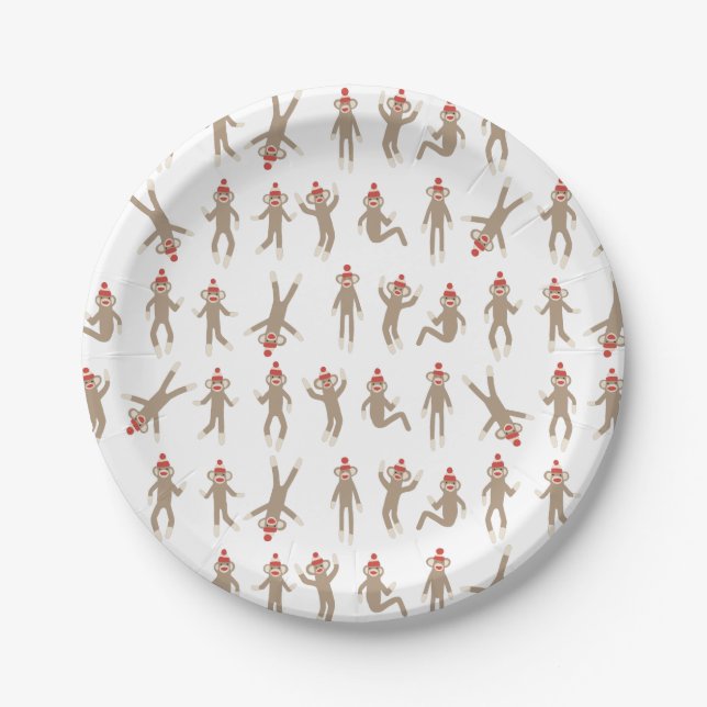 Sweet & Silly Sock Monkey Paper Plate (Front)