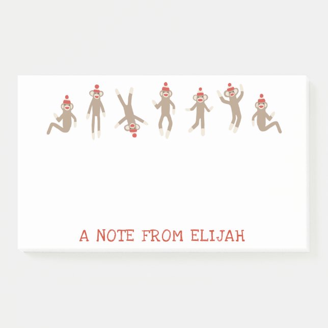 Sweet & Silly Sock Monkey Personalized Post-it Notes (Front)