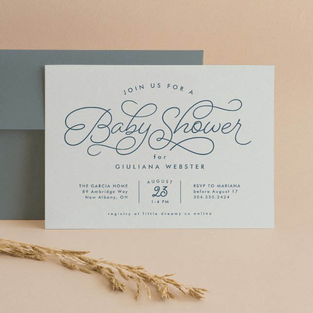 Sweet simple cute blue baby shower invitation (Creator Uploaded)