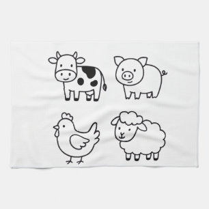 Sweet & Simple Farm Animal Outlines Kitchen Towel