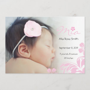 Sweet Simple Floral Baby Girl Faire-part