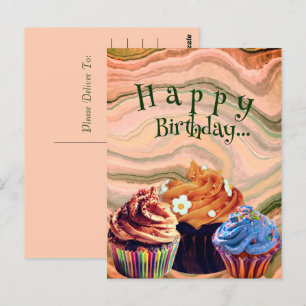 Sweet Simple Happy Birthday Cupcakes  Postcard