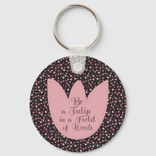 Sweet Simple Pink Tulip Pattern - All direction Keychain (Front)