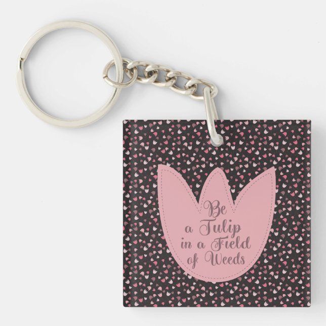 Sweet Simple Pink Tulip Pattern - All direction Keychain (Front)