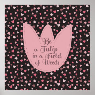 Sweet Simple Pink Tulip Pattern - All direction Poster
