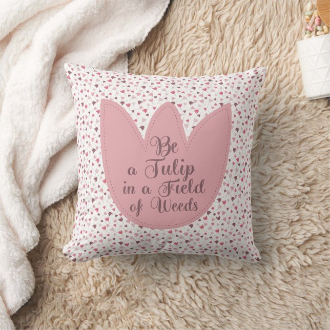 Sweet Simple Pink Tulip Pattern, all direction Throw Pillow (Blanket)