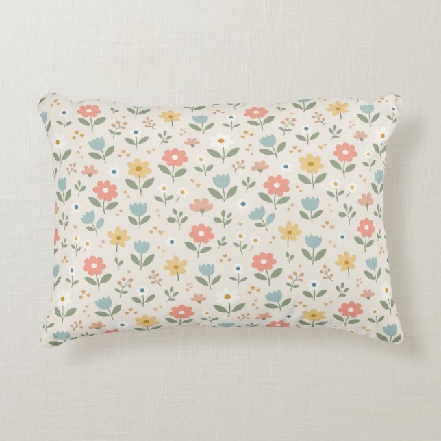 Sweet Simple Scandinavian Flowers Accent Pillow (Front)