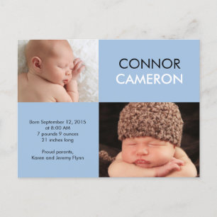 Sweet Simplicity Birth Announcement - Blue Postcard