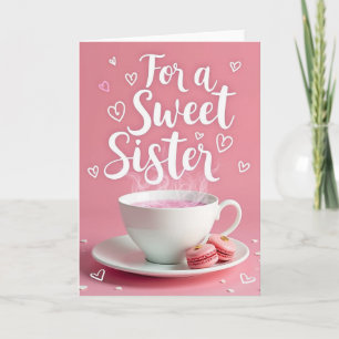 Sweet Sister Pink Hearts Card