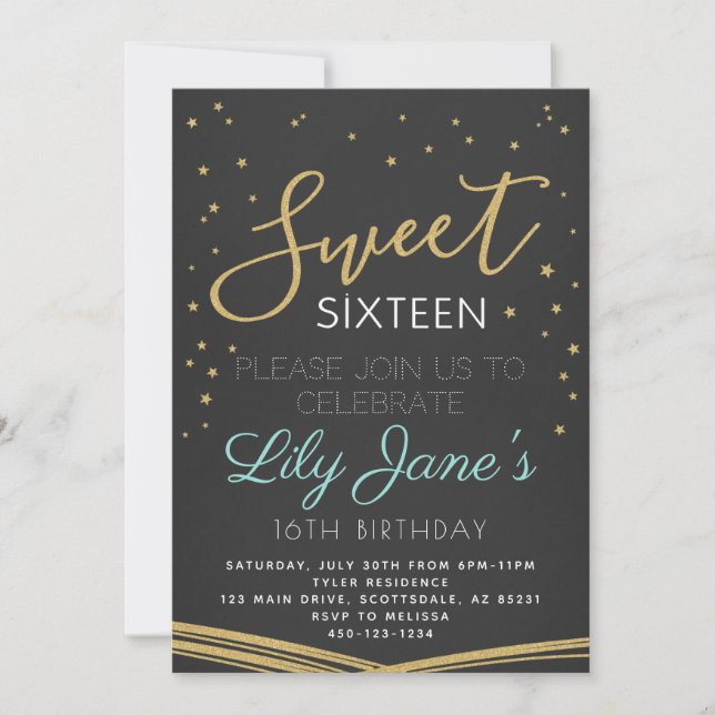 Sweet Sixteen 16 Birthday Invitation (Front)
